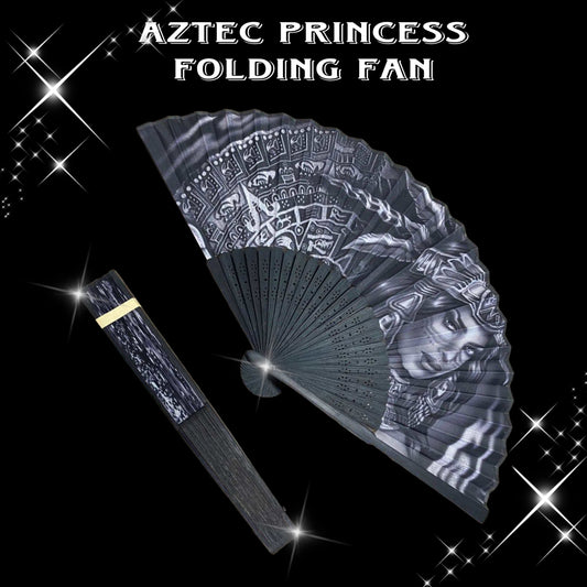 Aztec princess Bamboo folding fan